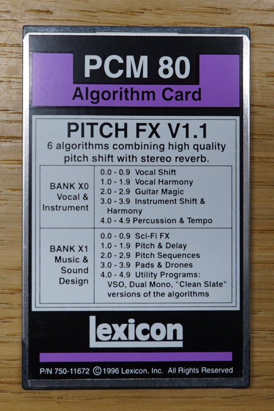 Lexicon PCM80 Pitch FX V1.1 Algorithm Card