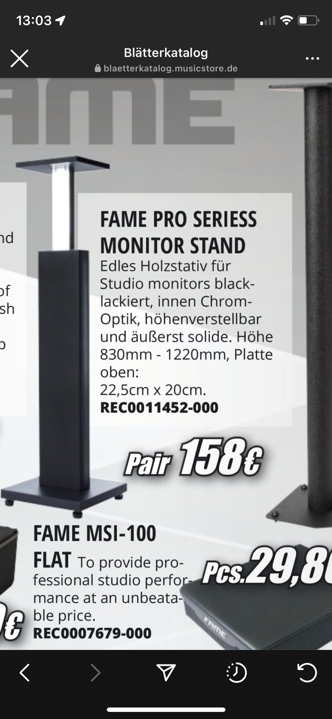 Fame Pro Series Monitor Stand (Pair)